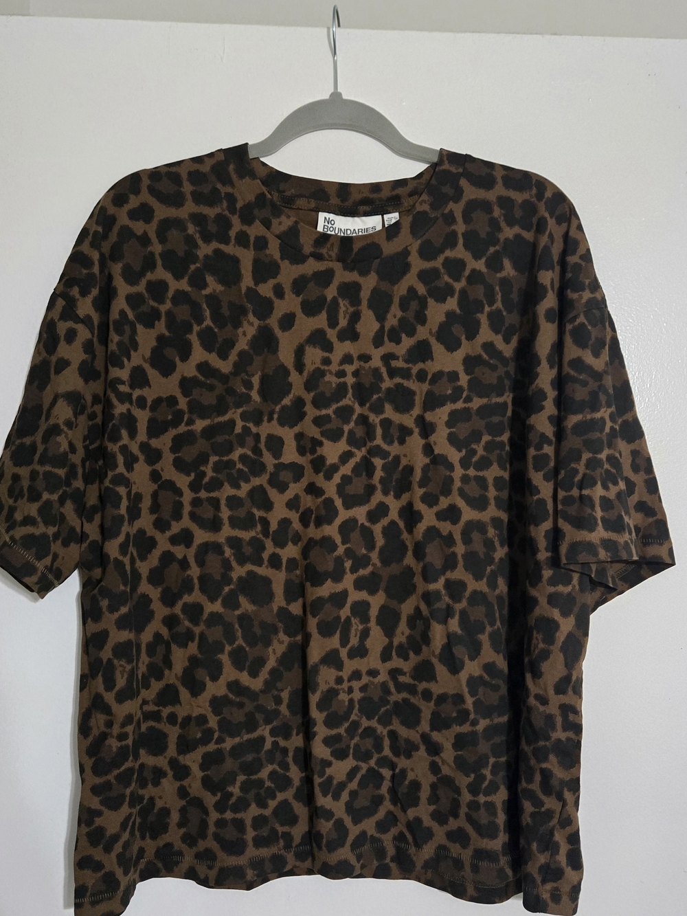 No Boundaries Brown and Black Leopard Print Short Sleeve Tee